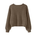 thumbnail image 4 of LIaqionyy Cardigan Sweaters for Women Fashion V Neck Long Sleeve Cable Knit Sweater Button down Spring Outwear, 4 of 5