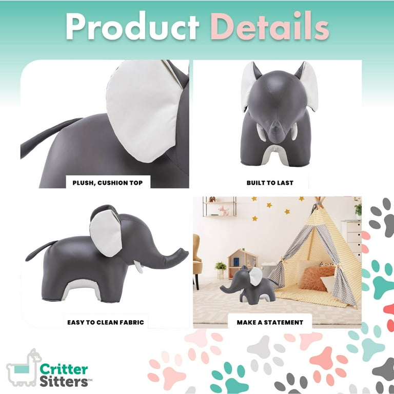 Critter Sitters 16 In. Seat Height Gray Faux Leather Elephant