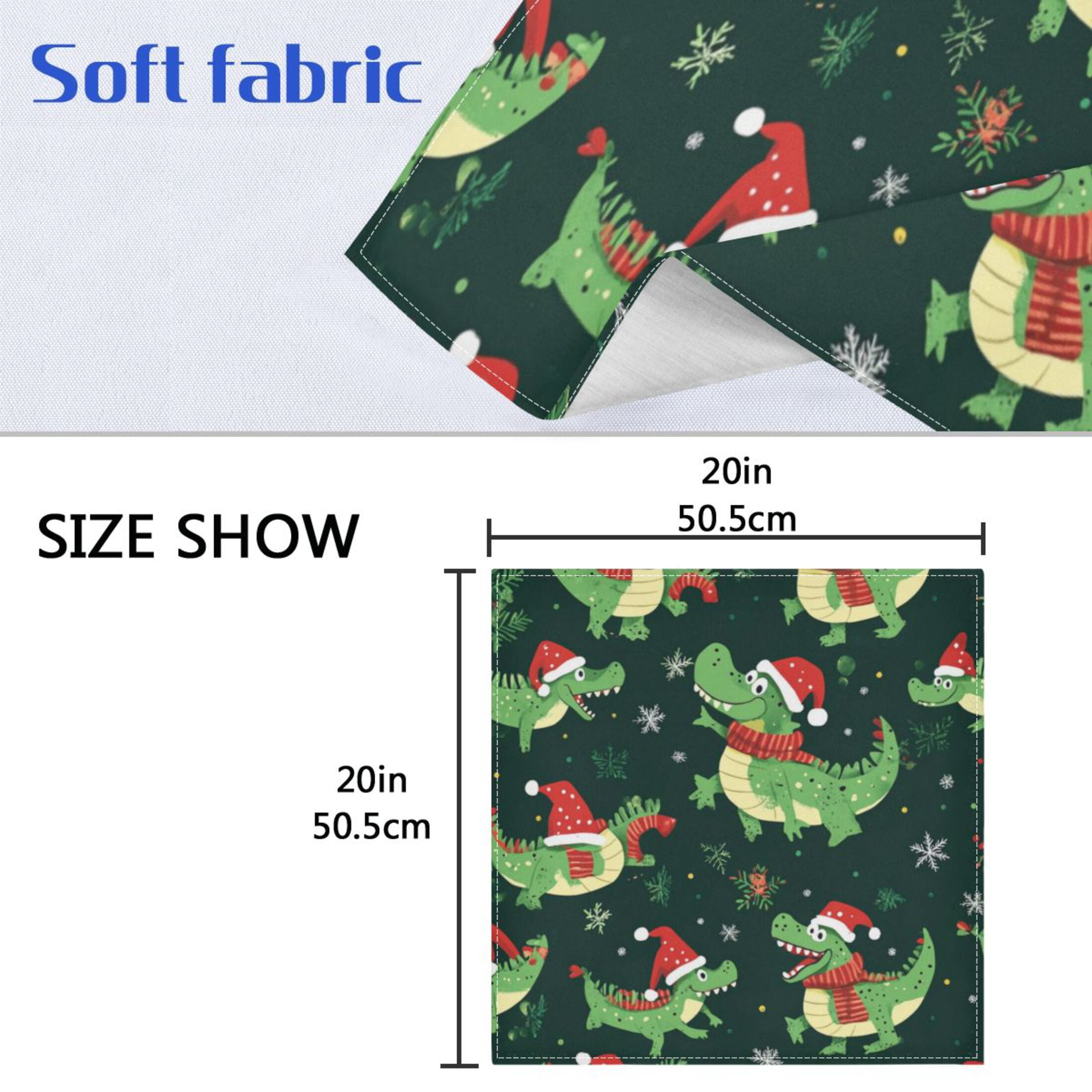 Napkin Satin Napkin 20*20Inchx6 Kitchen Towel Dinner Plate Towel Decorative Towel Napkin Tea Towel Suitable For Kitchen Table Christmas Cartoon Crocodile