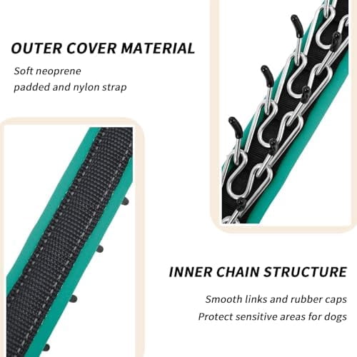 Martingale No Pull Dog Collar for Large Medium Small Dogs, Heavy Duty Nylon Reflective Adjustable Anti Pull Slip Collar with Buckle for Training Walking S Black Green