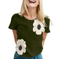 thumbnail image 2 of Beige Womens Blouses Women Daily Casual Flower Printed Short Sleeve O Neck T Shirt Tops Blouse Ladies Tops and Blouses, 2 of 6