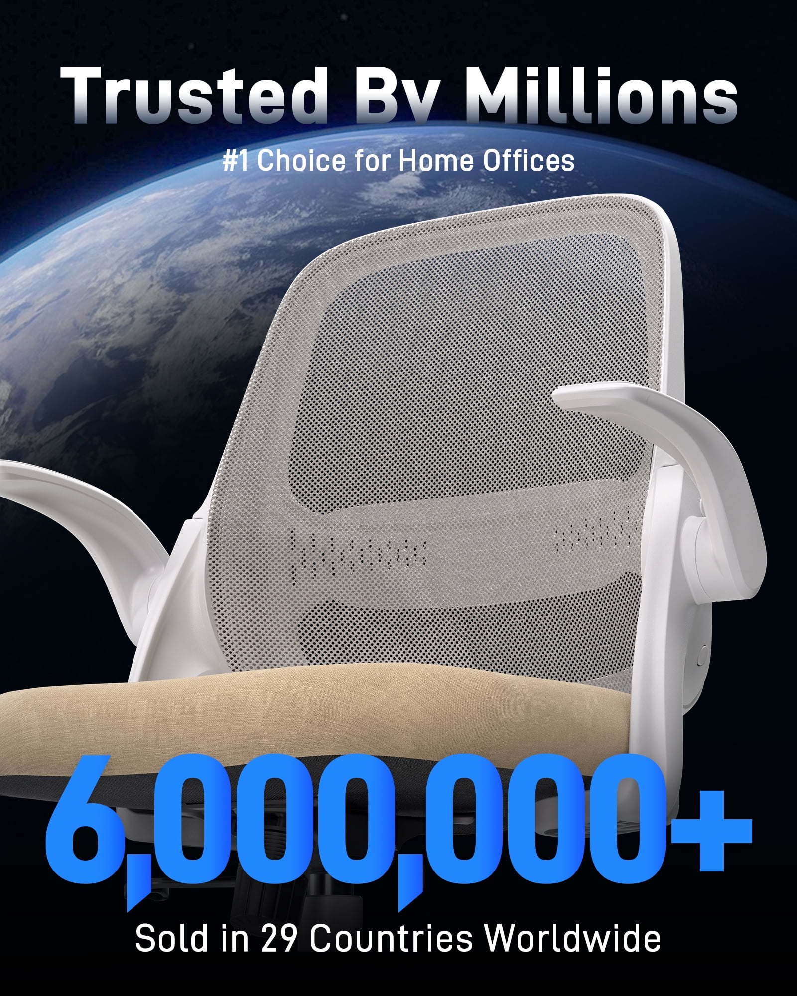 TMV Ergonomic Office Chair, Mesh Computer Chair with Wide Seat & Arms - Rolling Desk Chair with Wheels for Home Office, Gaming, or Living Room,Beige
