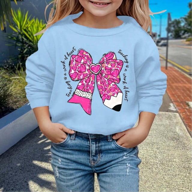Chandail pour Enfants Garçon à Manches Longues, Chandail Imprimé pour Filles, Col Rond, Mignon Chandail à Enfiler, Coupe Décontractée, Hauts Chauds, Vêtements d'Automne et d'Hiver, Vêtements pour Grandes Filles 6-7 Ans