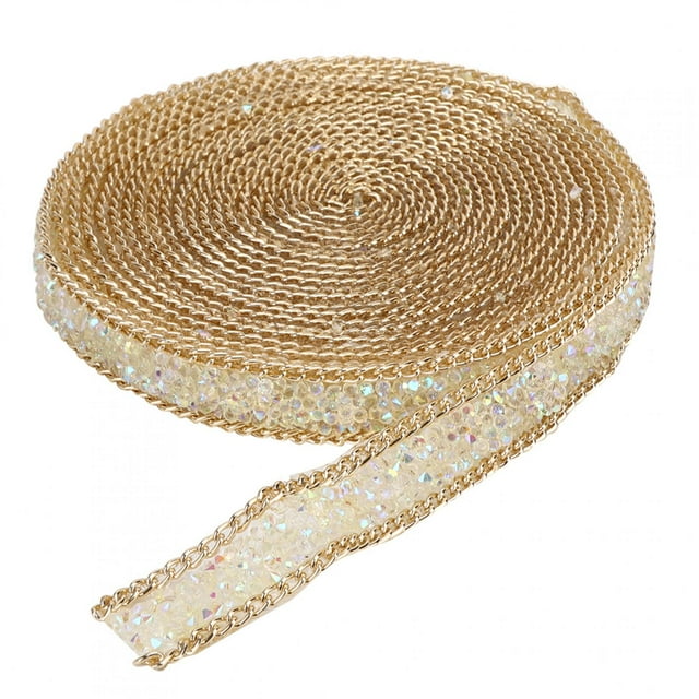 Banda de diamantes de imitación de resina Resina Rhinestones Trim Lado dorado Transparente DIY Decoración hecha a mano Accesorios para teléfonos White AB Rhinestones Trim ANGGREK Otros