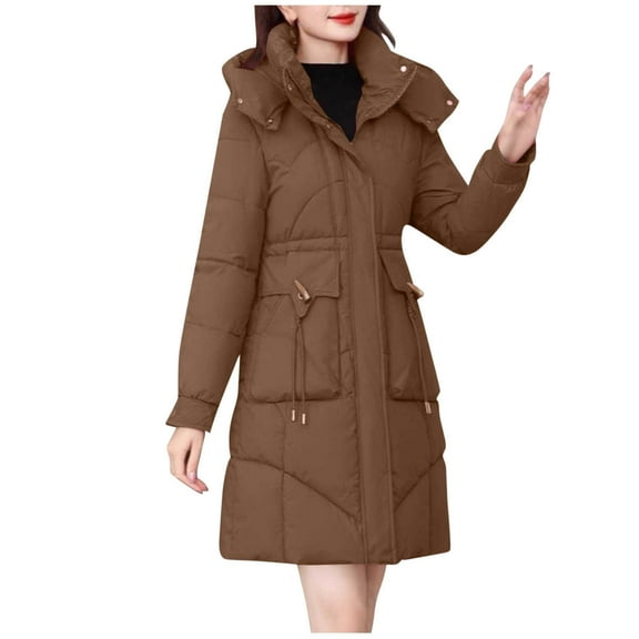 STETMN Women's Winter Long Puffer Jacket Zip Up Hooded Warm Jacket Thick Quilted down Jackets