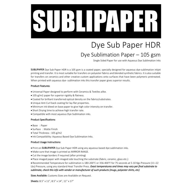 Papier Sublimation Poly 120 - TACKY (TEXTILES)