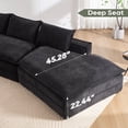 thumbnail image 3 of 133.86" Modern Minimalist Modular Sectional Sofa, Upholstered Cloud Couch with Deep Seats, Right Facing Chaise for Living Room, Black, 3 of 9