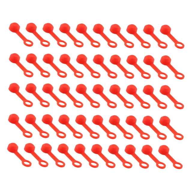 DYNWAVECA 50 Pieces Bike Brake Bleeder Rubber Caps Replacement Disc Brake Fitting Cap with Keeper for Mountain Bike Accessories Red