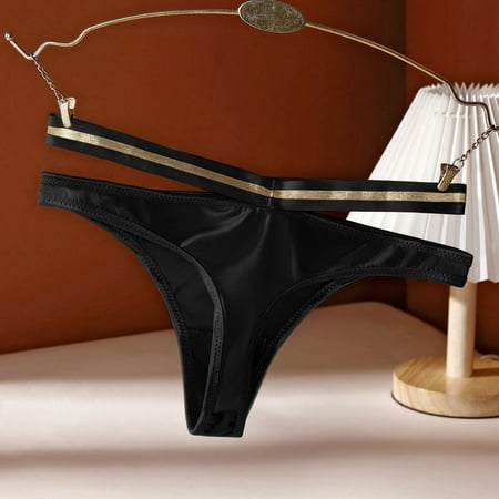 

B91xZ Lingerie For Women Womens Sexy Thong Panties Transparent Lace Splicing Panties Cotton Hollow Your Side of The Bed Lingerie Black S