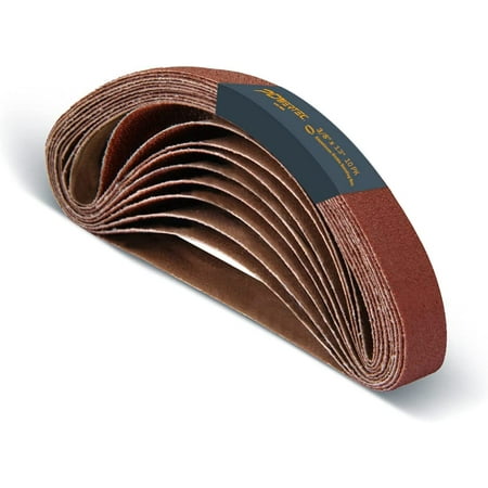

POWERTEC 10PK 3/8 x 13 Inch Sanding Belts 240 Grit Aluminum Oxide Belt Sander Sanding Belt Abrasive File Belts for Air Belt Sander Wood & Paint sanding Metal Polishing (401324)