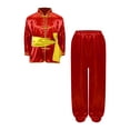 thumbnail image 3 of Zaldita Kids Boys Girls Chinese Kung Fu Suit Tai Chi Training Uniform Martial Arts Clothes Set Red 120, 3 of 7