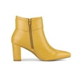 thumbnail image 3 of BLISSFUL STEP Women's Pointed Toe Buckle Block Heels Ankle Boots Yellow 9, 3 of 7
