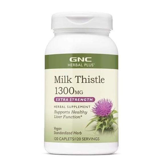 GNC Herbal Plus Milk Thistle 1300mg, Extra Strength, 120 Caplets