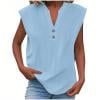 thumbnail image 7 of Hfnxid Cotton Linen Tops for Womens V Neck Sleeveless Up Button Shirt Trendy Casual Slim Fit Blouses Solid Color Gong Out Vocation Shirts, 7 of 7