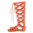 thumbnail image 4 of Soda DB90 Women Nubuck Open Toe Criss Cross Knee High Gladiator Sandal, 4 of 5