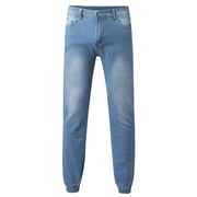 Men's Jeans Mens Fashion Casual Sports Straight Pocket Water Wash Skinny Jeans Jeans Moto Homme Light Blue L
