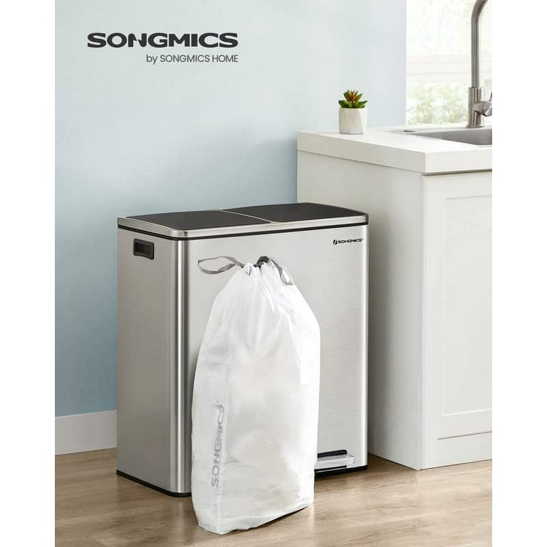 SONGMICS Drawstring Trash Bags 8 Gallon Garbage Bags for 8-Gallon or  16-Gallon Dual Trash Cans 2 Rolls 90 Count Kitchen White 