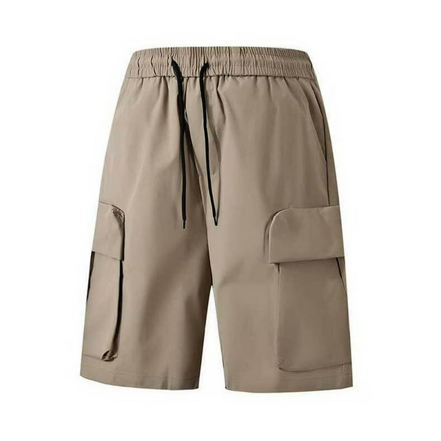 Styesk Mens Shorts Man Solid Color Loose Thin Fifth Pants Shorts Large Size Fashion Fallow Beach Straight-leg Pants