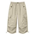 thumbnail image 4 of Women's Capri Cargo Pants, Elastic Waist Cropped Hiking Pants for Women, Lightweight Quick Dry Jogger Trousers with Multi Utility Pockets, Adjustable Capri Length Streetwear Travel Pants Beige L, 4 of 9