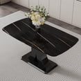 thumbnail image 3 of Sumdeal 63" Morden Faux Marble Dining Room Table,Big Kitchen Dining Table for 6-8 with MDF Base,Black, 3 of 6