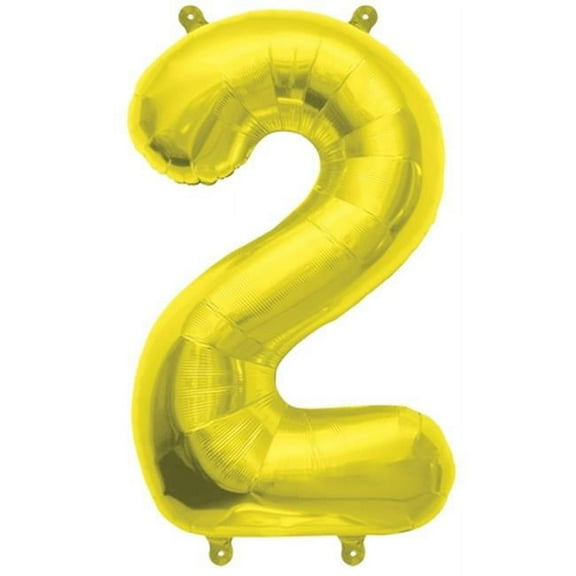 16 inch Number 2 - Northstar - Gold (Air -Fill Only) Foil Mylar Balloon - Party Supplies Decorations