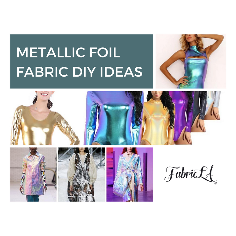 FabricLA Metallic Foil Spandex Fabric - Silver (1 Yard)