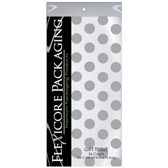 Silver & White Polka Dots Tissue Paper 20" X 30" - 24 Sheets