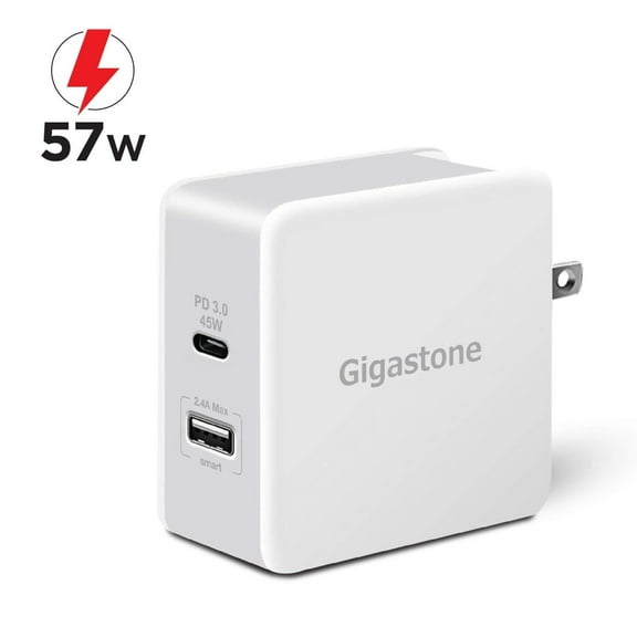 Gigastone USB-C 60W Wall Charger Power Delivery PD 3.0 45W Fast Charge - GS-PD-6570W-R
