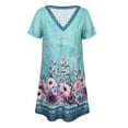 thumbnail image 3 of DYMADE Retro V Neck Summer Floral Printing Short Women Dress, 3 of 4
