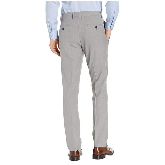 Kenneth Cole REACTION Men's 4-Way Stretch Solid Gab Slim Fit Dress Pant 33W x 32L Grey