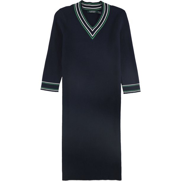 RALPH LAUREN Womens Blue Short Sleeve V Neck Full-Length Evening Dress main image 1