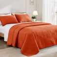thumbnail image 3 of Exclusivo Mezcla Ultrasonic Full Queen Size Quilt Set Burnt Orange, 3 Pieces Lightweight Bedspread Leaf Pattern Bed Cover Soft Microfiber Coverlet Bedding Set for All Seasons, 3 of 7