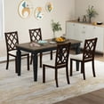 thumbnail image 4 of Costway Set of 4 Dining Chairs Wood Kitchen Side Chair with Inclined Backrest Cherry Brown, 4 of 8