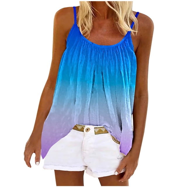 Cameland Mode Femme Été Col Rond Sans Manches Imprimé Camisole Décontractée Blouse