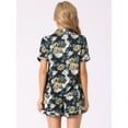 thumbnail image 3 of DARING DIVA Women's Hawaiian Shirt with Shorts Pajamas Set L Black Flowers, 3 of 5