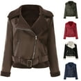 thumbnail image 5 of qucoqpe Faux Suede Jacket for Women Long Sleeve Zipper Up Casual Outwear on Clearance, 5 of 5