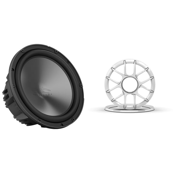 Wet Sounds REVO 10 HP S4 V3 - REVO Series 10" High Power 4 Ohm V3 Subwoofer, Black and Wet Sounds REVO 10 ADP XZ-W Grille Kit 10” Revo Sub Grille Kit - XZ White (ea)