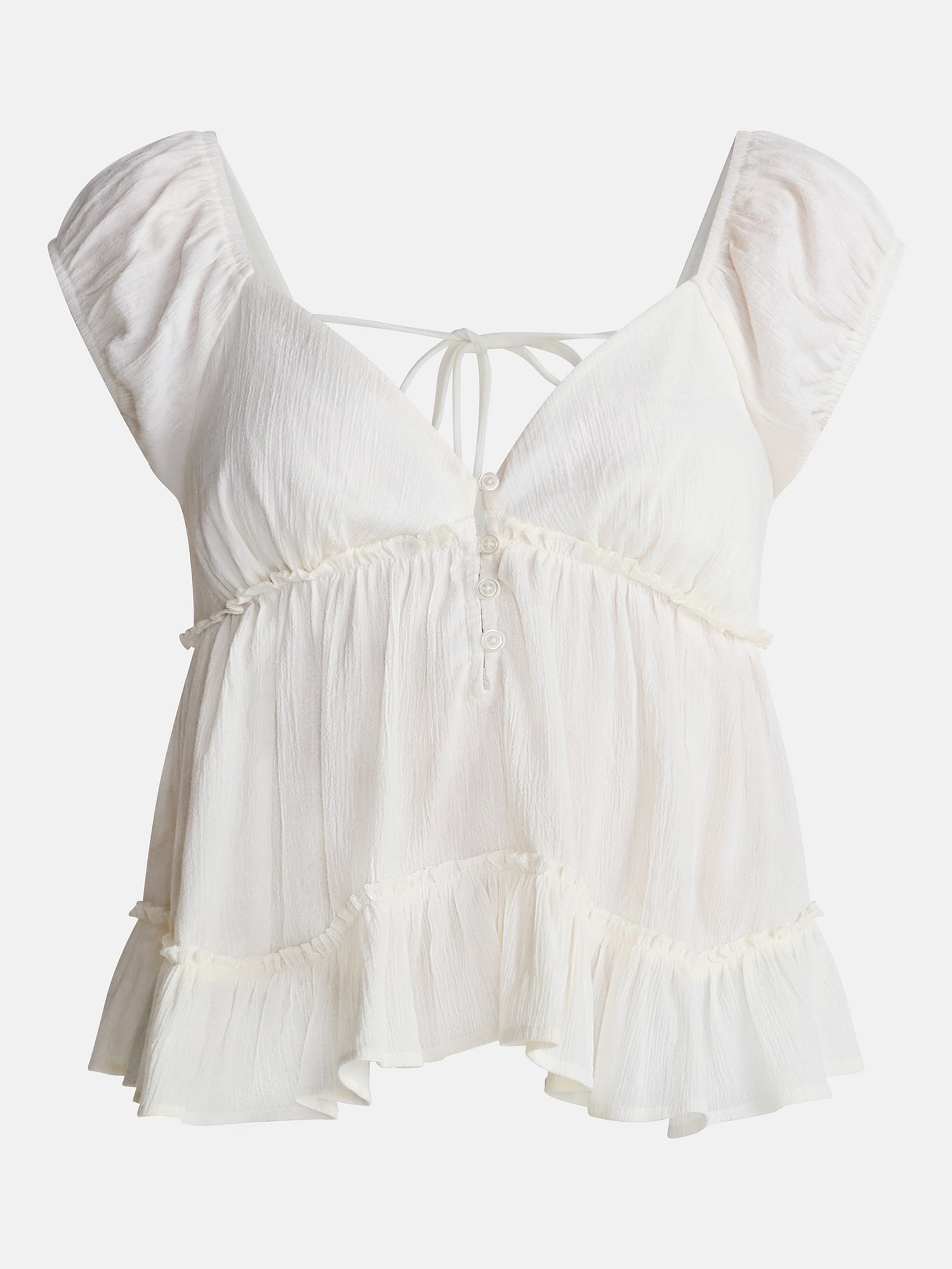 No Boundaries Boho Woven Babydoll Top, Women's XXS-XXL