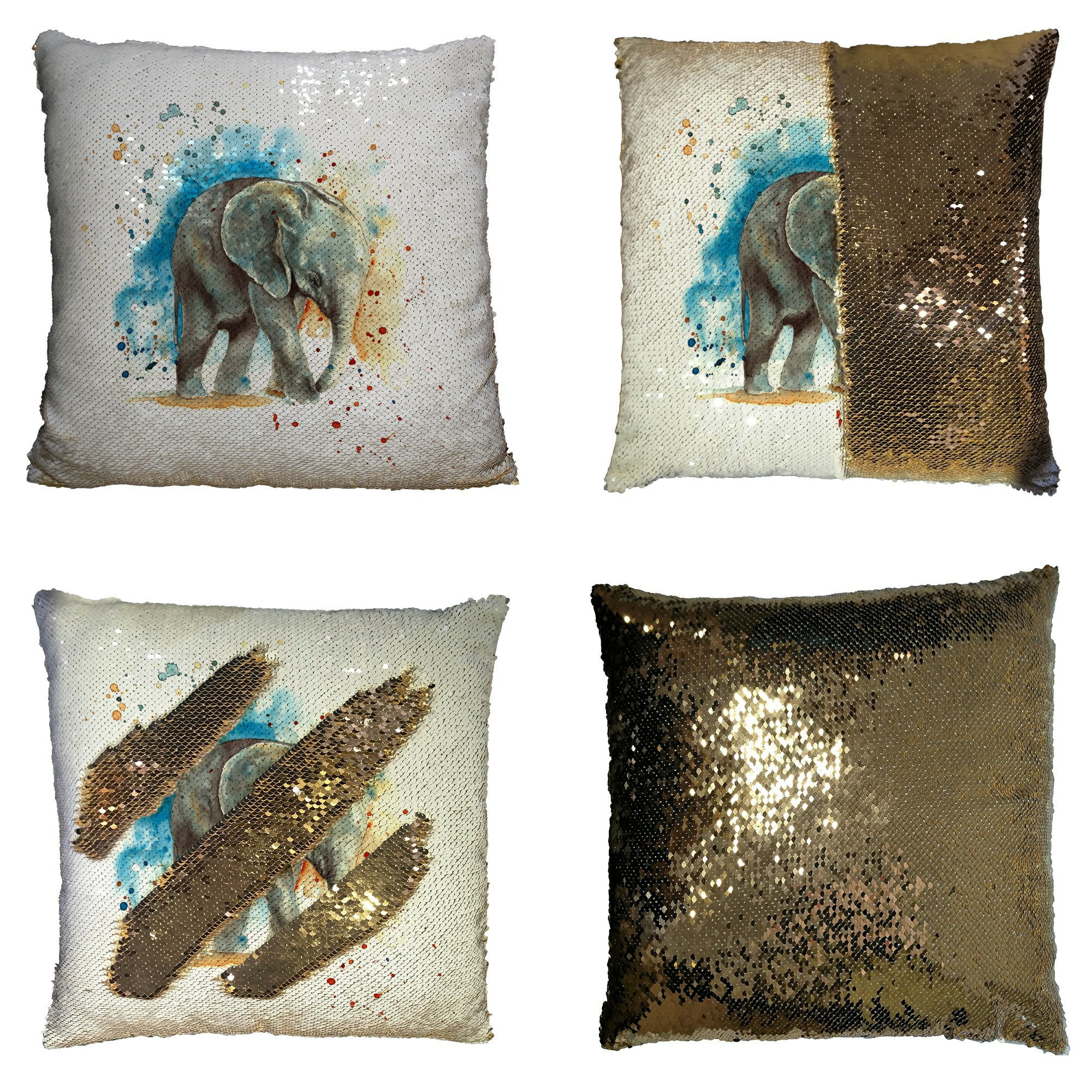Watercolor Elephant Decor 18inch Cotton Linen Throw Pillow Case Cushion Cover 