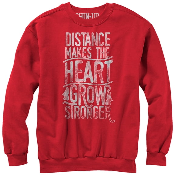 Women's CHIN UP Valentine Distance Makes Heart Stronger  Sweatshirt Red Small