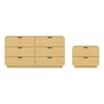 thumbnail image 1 of Chrystie Commode Contemporaine Moderne 2 Pcs et Table de Nuit en Naturel, 1 of 8