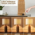 thumbnail image 2 of Cinkeda 3 Way Dimmable Touch Table Lamp Set of 2 with USB Ports 22" Rustic Wood Grain Resin Bedside Nightstand Lamps for Living Room Bedroom, 2 of 8