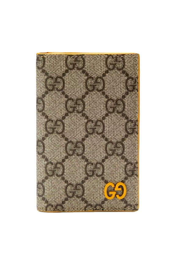 GG Supreme Canvas Vertical Bifold Wallet Yellow Beige