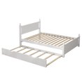 thumbnail image 4 of LegaHome Full Bed with Twin Size Trundle, Heavy Duty Full Size Platform Bed Frame with Headboard, Wooden Slats Support, Modern Bedroom Furniture Solid Pine Wood Daybed, No Box Spring Needed, White, 4 of 8