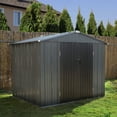 thumbnail image 4 of VEIKOUS 8ft x 8ft Outdoor Storage Shed, Galvanized Steel Storage House w/Lockable Sliding Door, Gray, 4 of 8