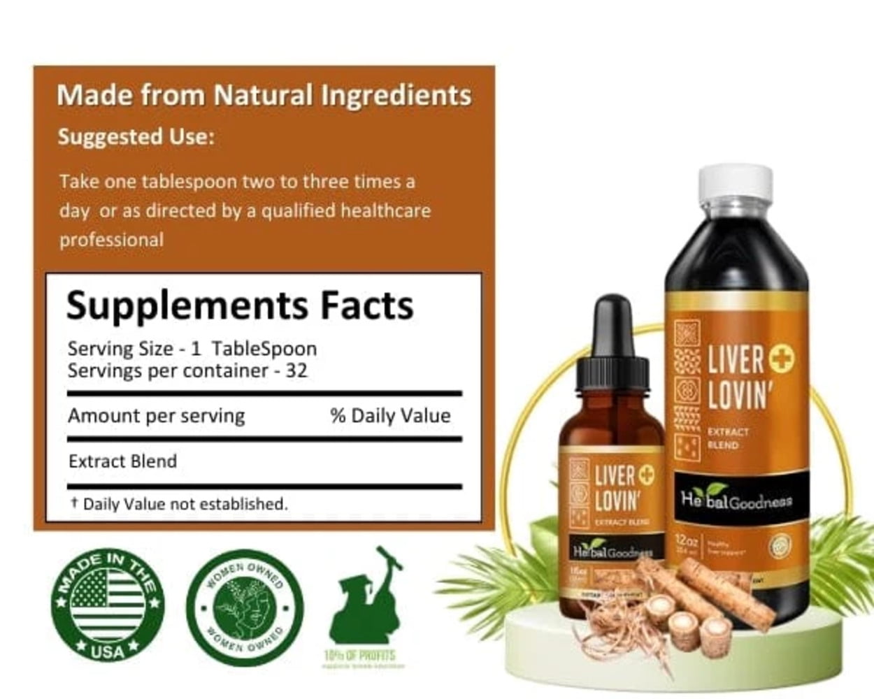 Herbal Goodness Liver Lovin 1fl.oz, Liver Detox Supplement and Kidney Cleanse, Milk thistle, Chanca Piedra