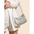thumbnail image 5 of Women's Metallic Shoulder Bag PU Leather Handbag Top Handle Purse, 5 of 6