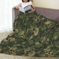 thumbnail image 6 of Bingfone Green Camouflage Skull Print Flannel Fleece Blanket Throw Blanket for Bed,Sofa,Couch,Travel,Camping(40"x30" ), 6 of 8