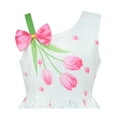 thumbnail image 4 of Girls Dress Pink Tulip Flower Bow Tie One Shoulder 6 Years, 4 of 6