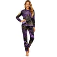 thumbnail image 2 of HTHLVMD Family Matching Sleep Set, Halloween Loungewear, Long Sleeve Home Pjs, Halloween Purple Gold Bat Spider Web Family Matching Pajamas Set, Long Sleeve Crew Neck 2pcs Holiday Loungewear, M, 2 of 6